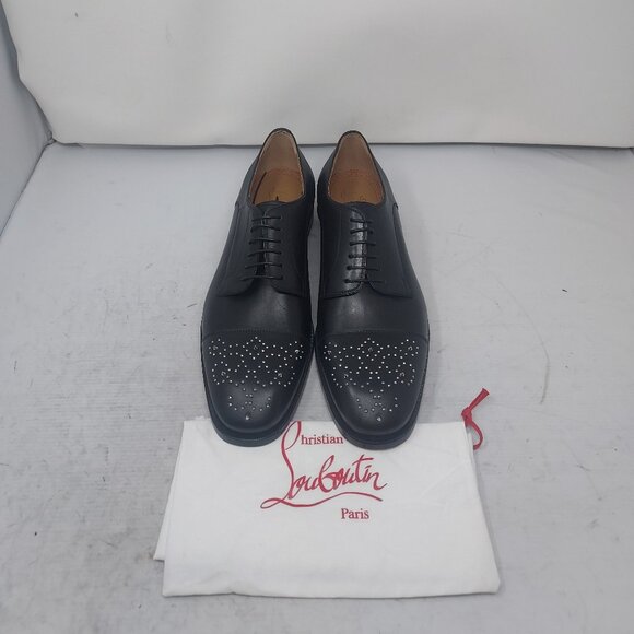 Christian Louboutin MENS Maltese Stud Black Derby Shoe